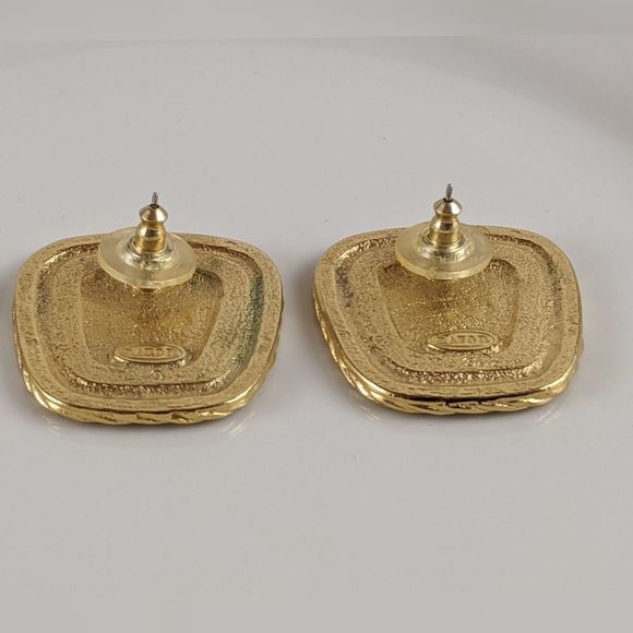 Vintage Avon Red Gold Tone 80's Style Earrings - Picture 5 of 7